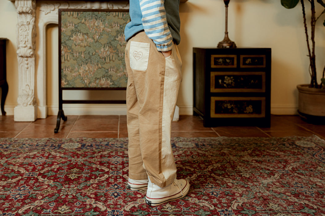 [BELITA&BOYS] Cream Color Block Strech Cotton Pants