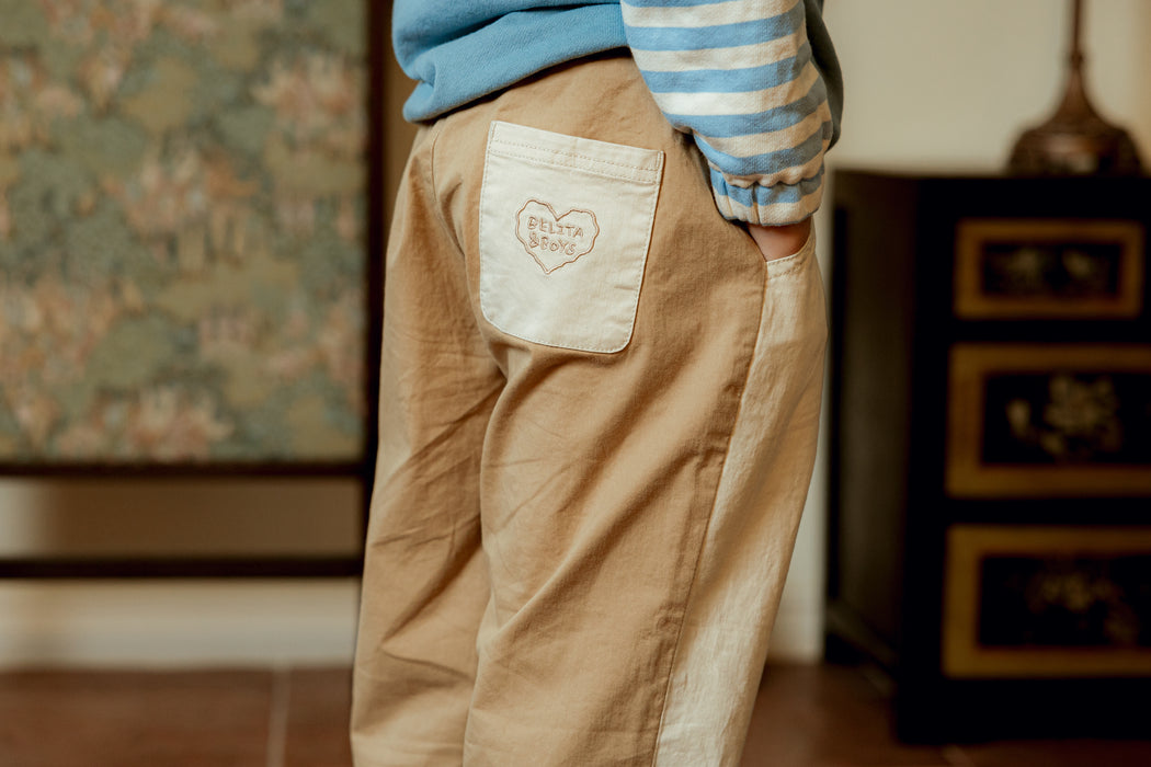 [BELITA&BOYS] Cream Color Block Strech Cotton Pants