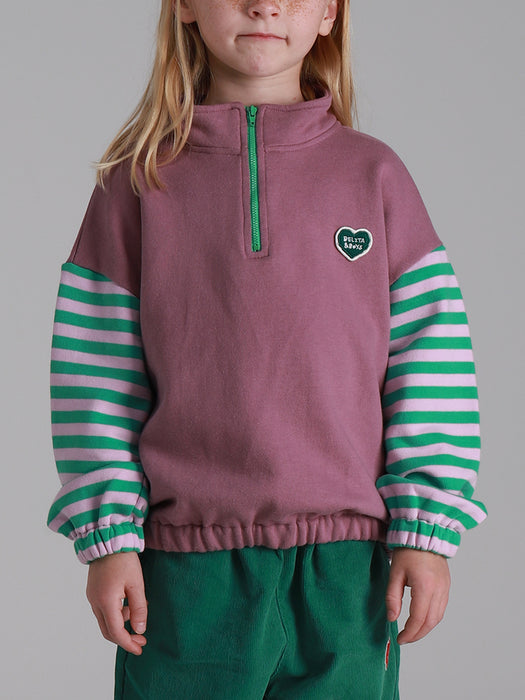 [BELITA&BOYS] Lavender Stripe BB Heart Half-Zip (Lavender)