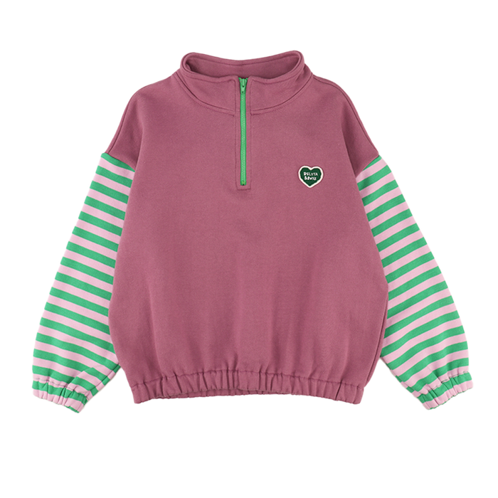 [BELITA&BOYS] Lavender Stripe BB Heart Half-Zip (Lavender)