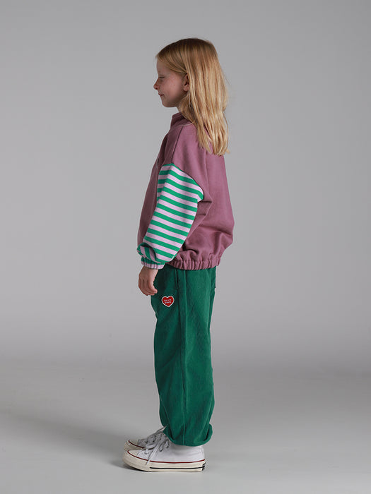 [BELITA&BOYS] Lavender Stripe BB Heart Half-Zip (Lavender)