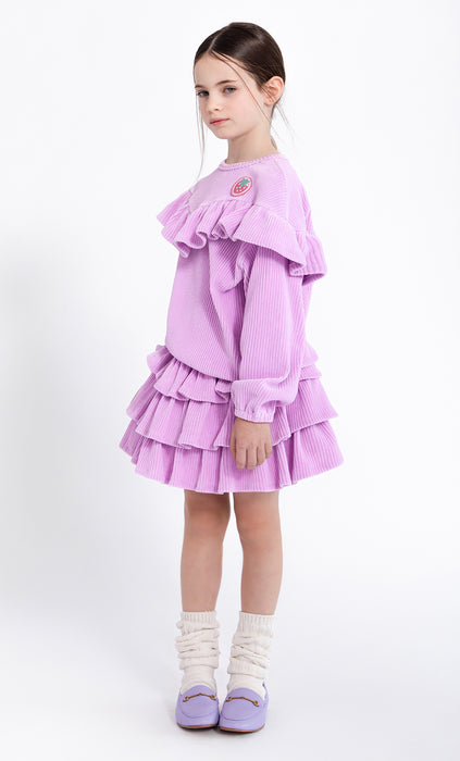 [AIR FISH] Soft Rib Skirt Set (Lavender)