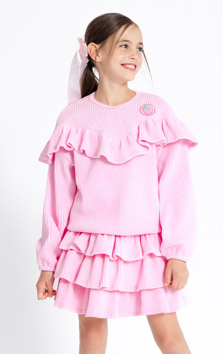 [AIR FISH] Soft Rib Skirt Set(Pink)