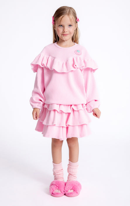 [AIR FISH] Soft Rib Skirt Set(Pink)